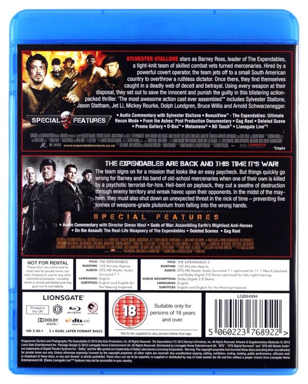 EXPENDABLES / THE EXPENDABLES 2 / 2 MOVIE SET / STALONE / ARNOLD - Image 2