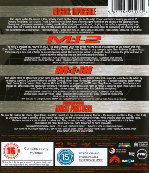 MISSION IMPOSSIBLE 1-4 / BLUERAY / TOM CRUISE - Image 2