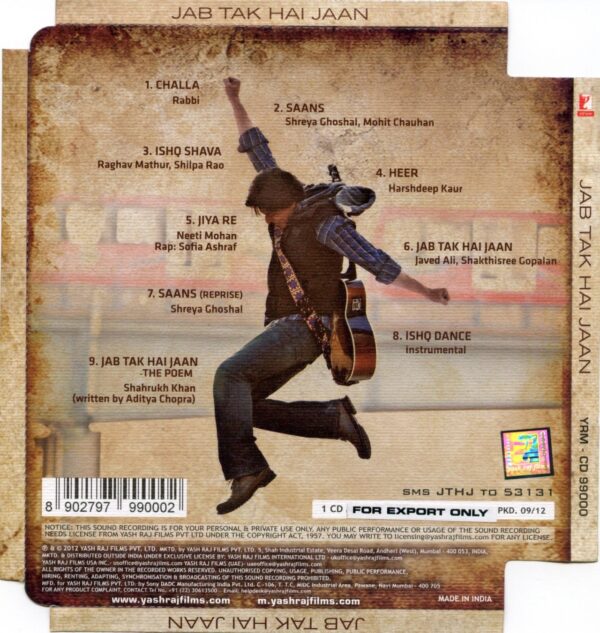 JAB TAK HAI JAAN / AUDIO CD / AR RAHMAN - Image 2